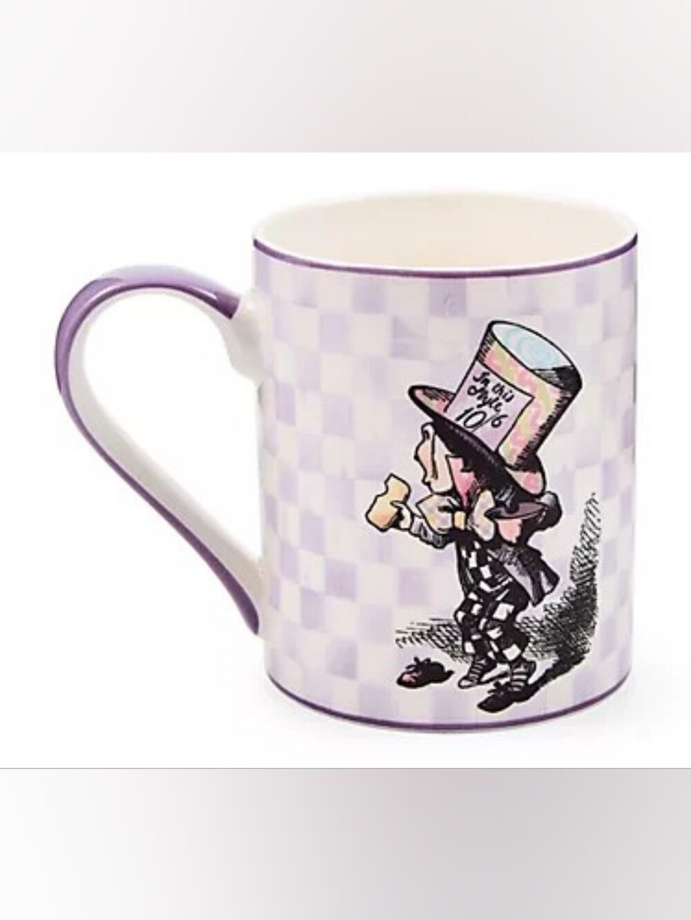 MacKenzie-Childs Lavender Checkered Mad Hatter Mug
